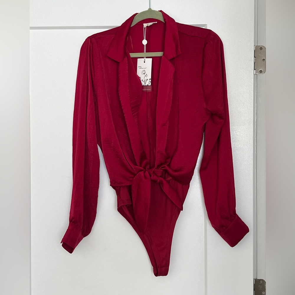 Red velvet blouse